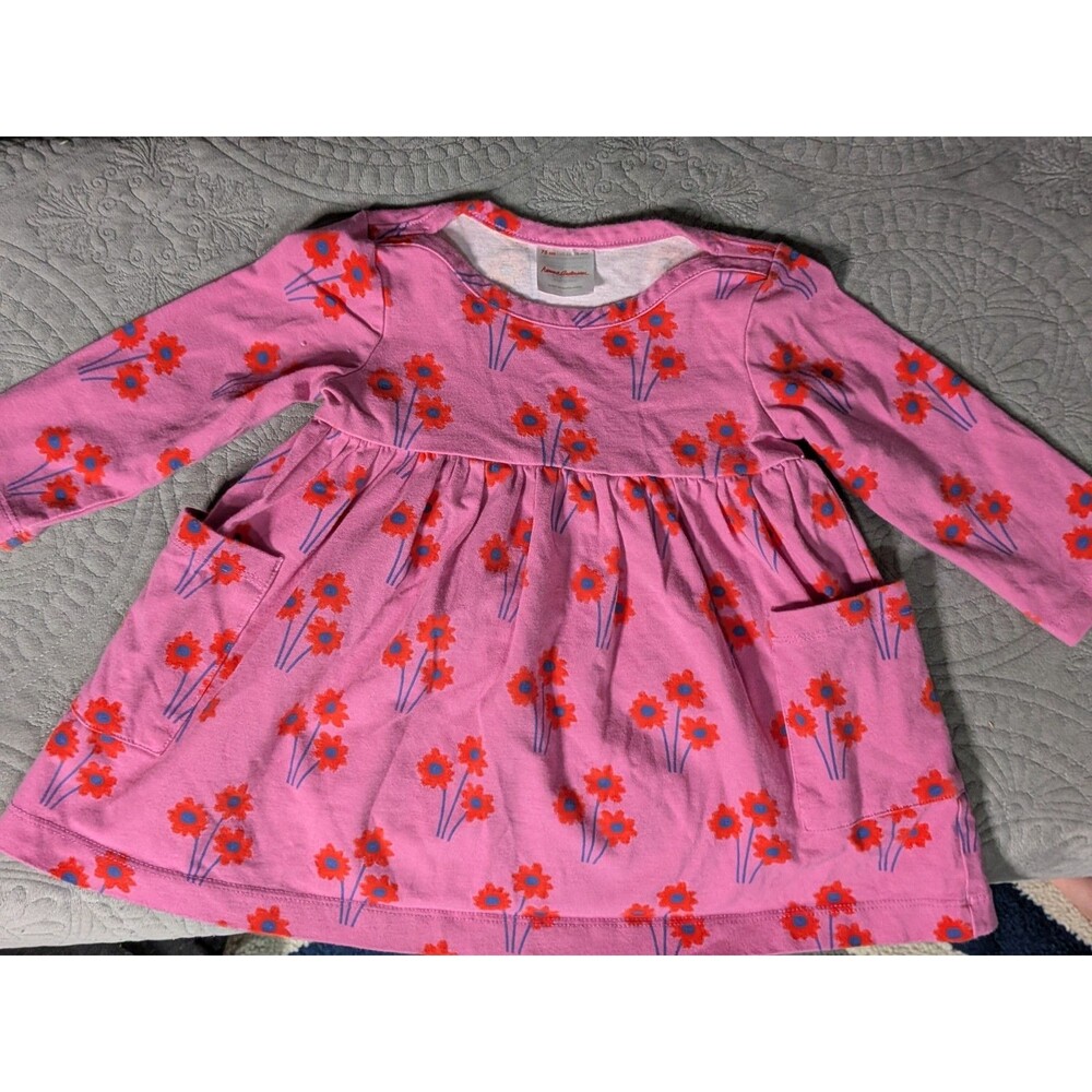 Hanna Anderson Toddler Pink Floral Cottagecore Dress Short Sleeve Size 12-18m